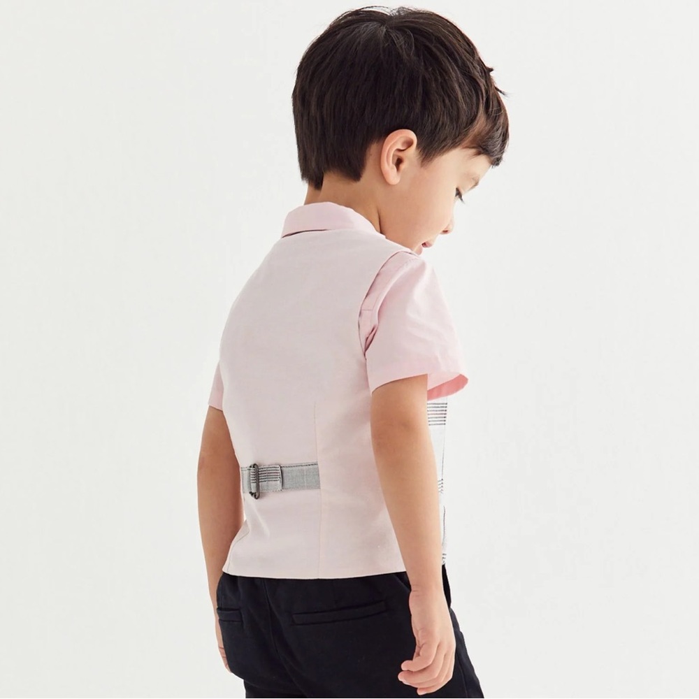 Grey Check Waistcoat and Pink Shirt Set Toddler 1.5T-2 T - Picture 7 of 13
